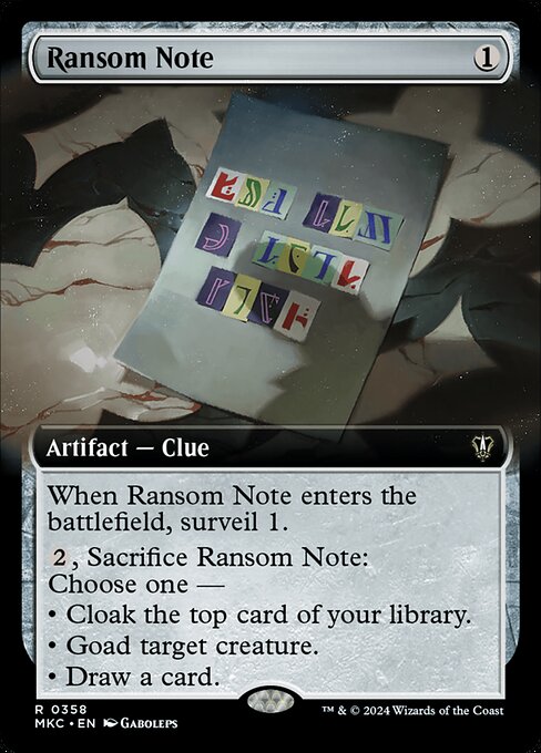 Magic the Gathering Card - Ransom Note - MTG Circle