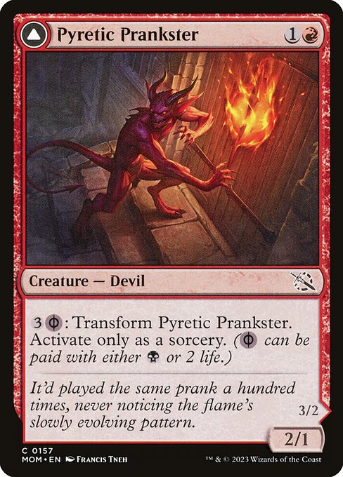 Magic the Gathering Card - Pyretic Prankster // Glistening Goremonger - MTG Circle
