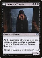 Magic the Gathering Card - Innocent Traveler // Malicious Invader - MTG Circle