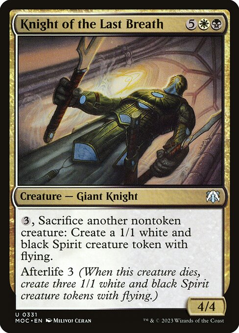 Magic the Gathering Card - Knight of the Last Breath - MTG Circle
