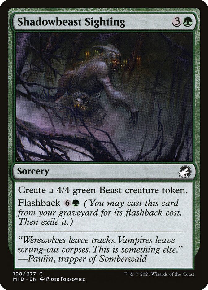 Magic the Gathering Card - Shadowbeast Sighting - MTG Circle