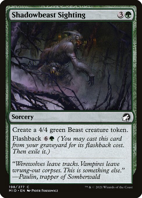 Magic the Gathering Card - Shadowbeast Sighting - MTG Circle