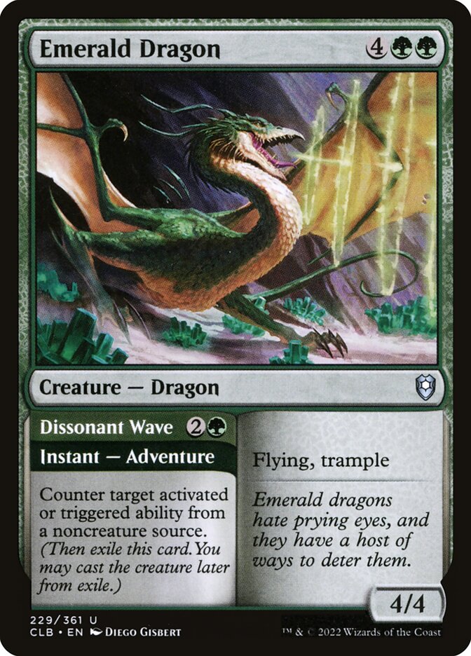 Magic the Gathering Card - Emerald Dragon // Dissonant Wave - MTG Circle