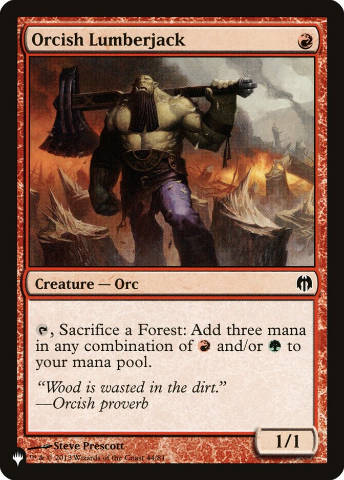 Magic the Gathering Card - Orcish Lumberjack - MTG Circle