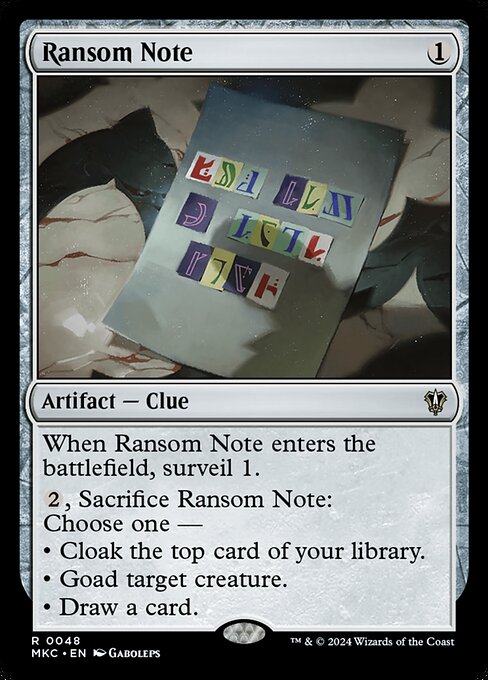 Magic the Gathering Card - Ransom Note - MTG Circle