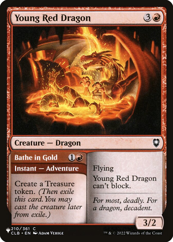 Magic the Gathering Card - Young Red Dragon // Bathe in Gold - MTG Circle