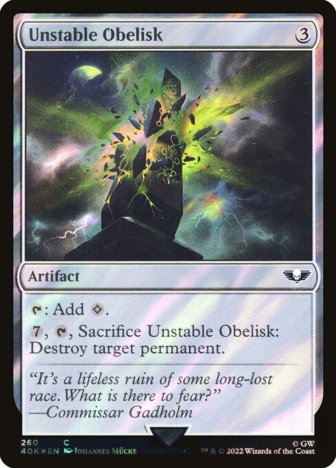 Magic the Gathering Card - Unstable Obelisk - MTG Circle