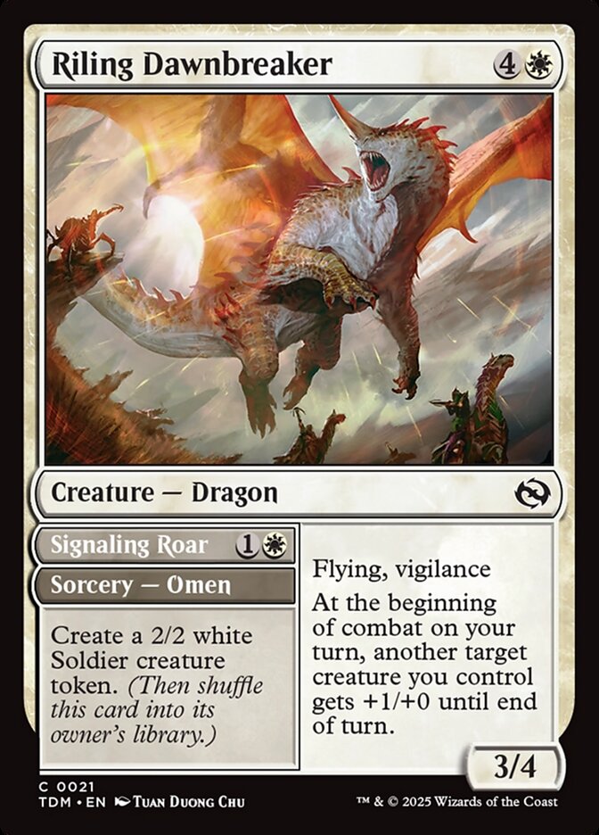 Magic the Gathering Card - Riling Dawnbreaker // Signaling Roar - MTG Circle