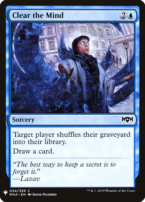 Magic the Gathering Card - Clear the Mind - MTG Circle