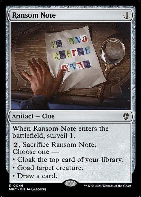 Magic the Gathering Card - Ransom Note - MTG Circle