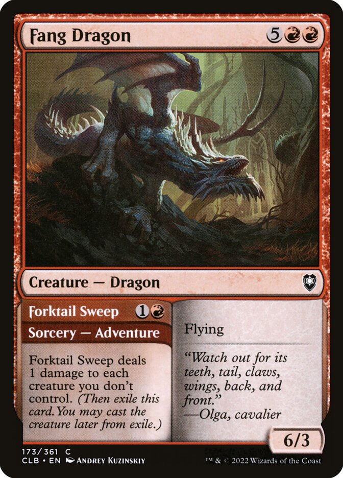 Magic the Gathering Card - Fang Dragon // Forktail Sweep - MTG Circle
