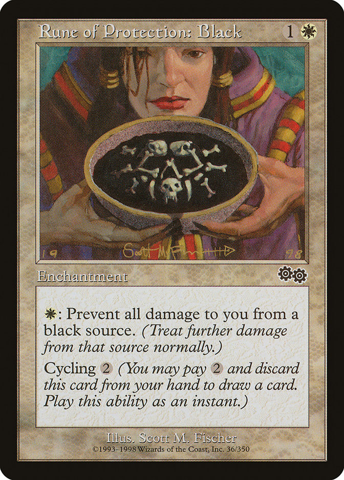 Magic the Gathering Card - Rune of Protection: Black - MTG Circle