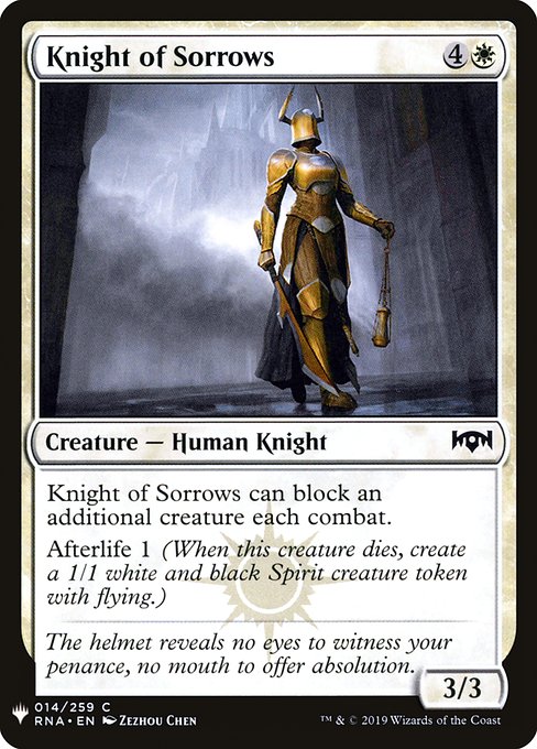 Magic the Gathering Card - Knight of Sorrows - MTG Circle