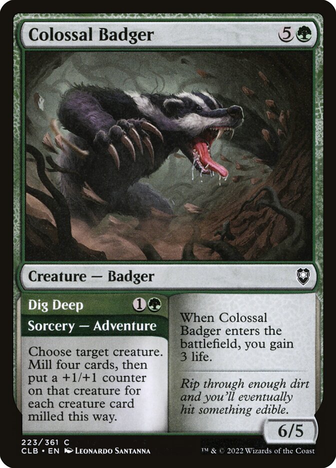 Magic the Gathering Card - Colossal Badger // Dig Deep - MTG Circle