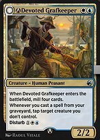 Magic the Gathering Card - A-Devoted Grafkeeper // A-Departed Soulkeeper - MTG Circle