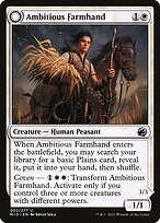 Magic the Gathering Card - Ambitious Farmhand // Seasoned Cathar - MTG Circle