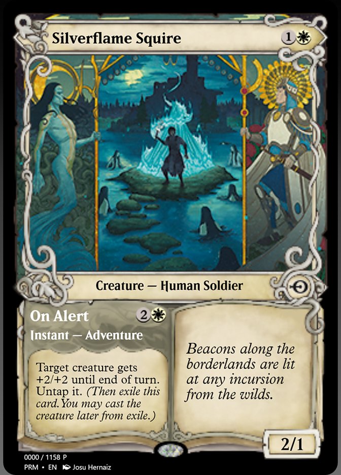 Magic the Gathering Card - Silverflame Squire // On Alert - MTG Circle