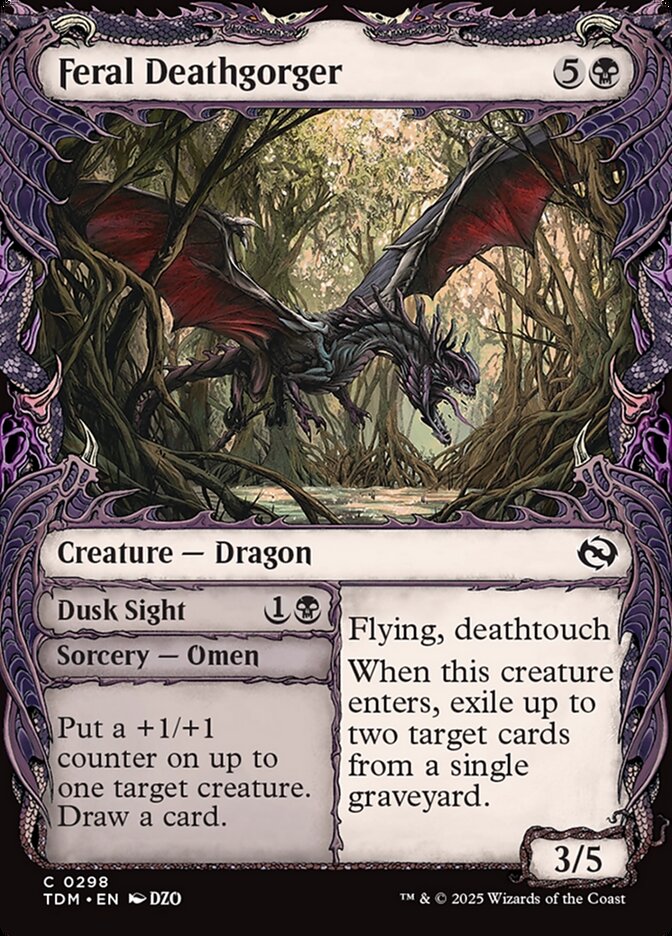 Magic the Gathering Card - Feral Deathgorger // Dusk Sight - MTG Circle