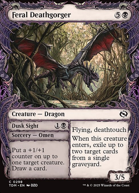 Magic the Gathering Card - Feral Deathgorger // Dusk Sight - MTG Circle