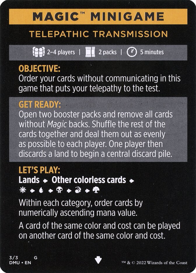 Magic the Gathering Card - Telepathic Transmission - MTG Circle