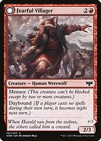 Magic the Gathering Card - Fearful Villager // Fearsome Werewolf - MTG Circle