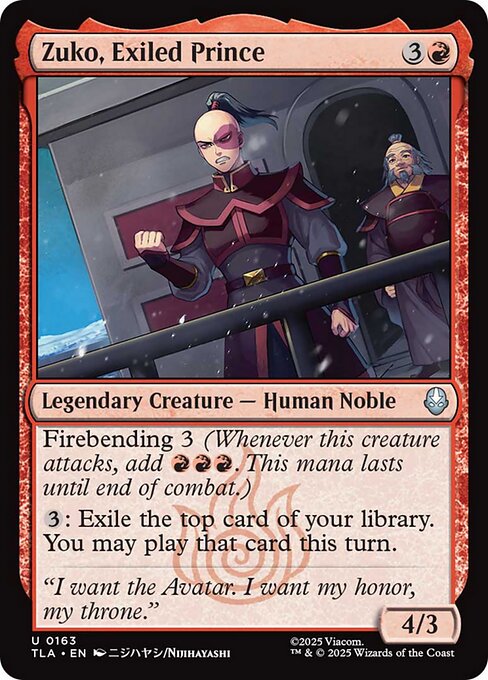Magic the Gathering Card - Zuko, Exiled Prince - MTG Circle