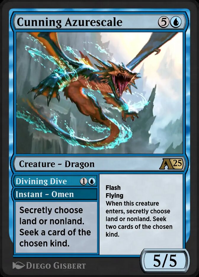 Magic the Gathering Card - Cunning Azurescale // Divining Dive - MTG Circle