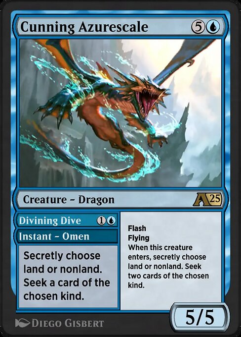 Magic the Gathering Card - Cunning Azurescale // Divining Dive - MTG Circle