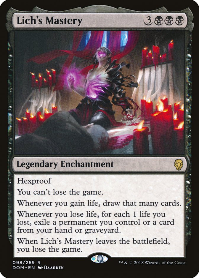 Magic the Gathering Card - Lich's Mastery - MTG Circle