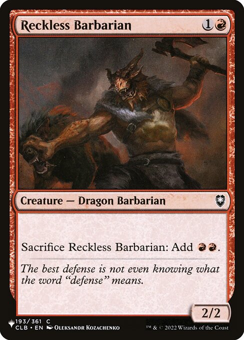 Magic the Gathering Card - Reckless Barbarian - MTG Circle