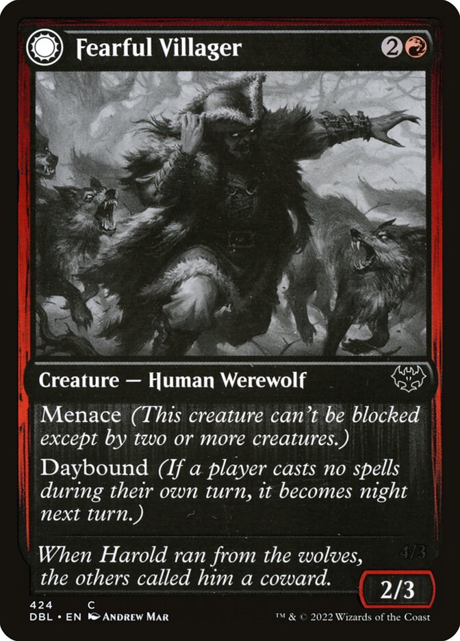 Magic the Gathering Card - Fearful Villager - MTG Circle