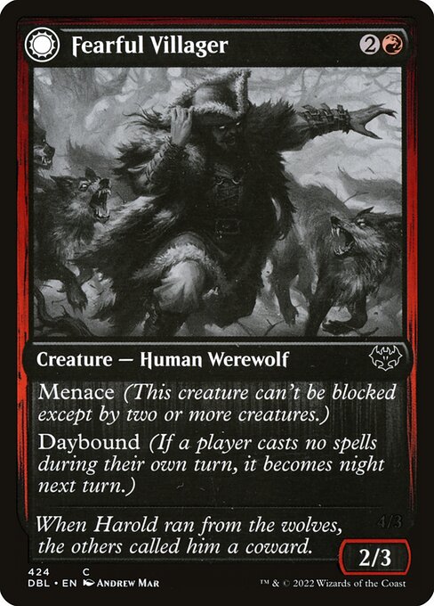 Magic the Gathering Card - Fearful Villager - MTG Circle