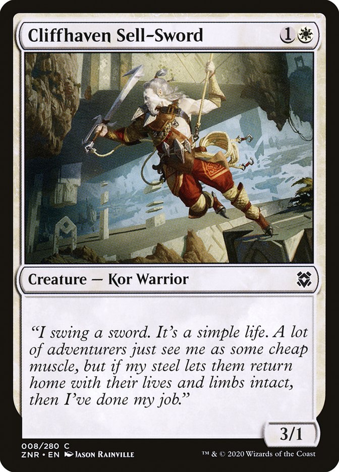Magic the Gathering Card - Cliffhaven Sell-Sword - MTG Circle