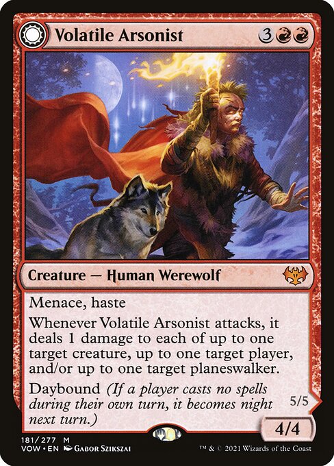 Magic the Gathering Card - Volatile Arsonist // Dire-Strain Anarchist - MTG Circle