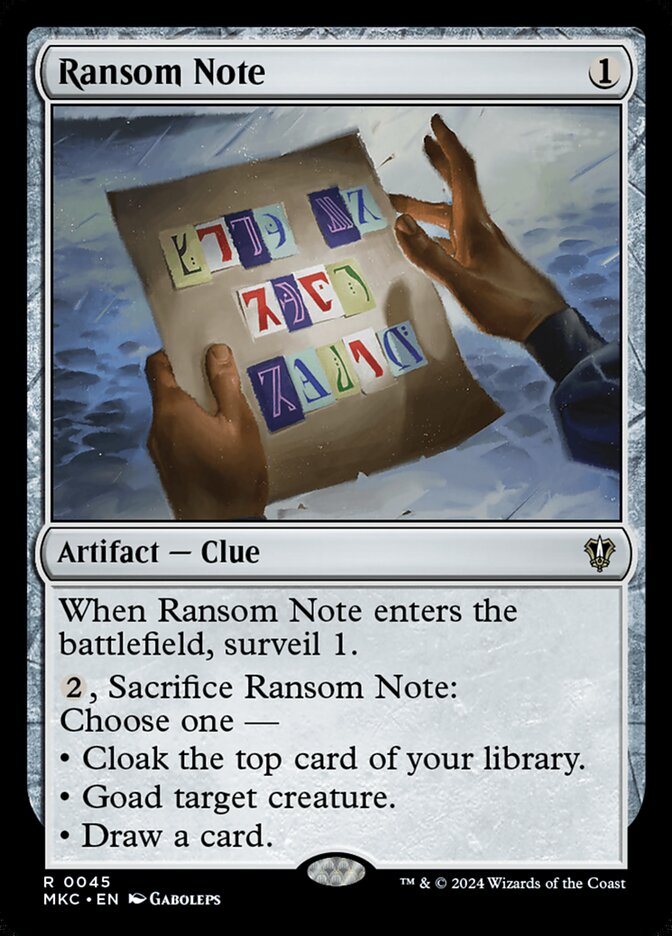 Magic the Gathering Card - Ransom Note - MTG Circle