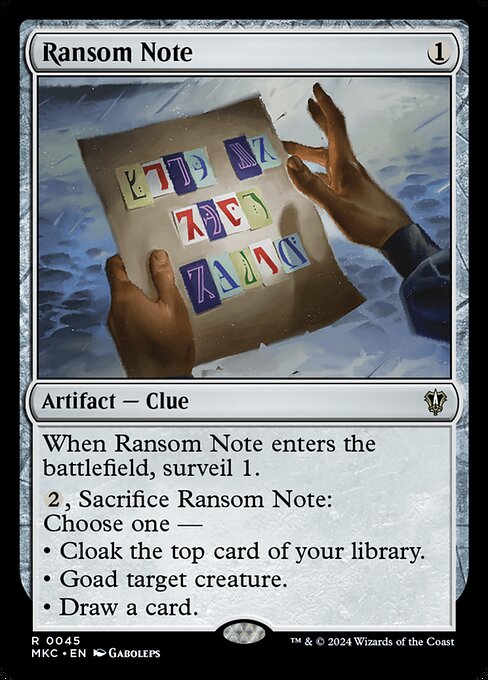 Magic the Gathering Card - Ransom Note - MTG Circle