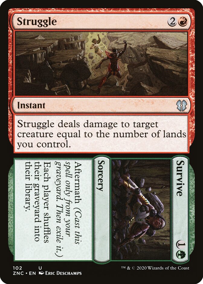 Magic the Gathering Card - Struggle // Survive - MTG Circle