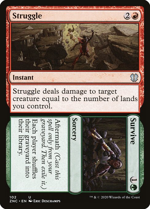 Magic the Gathering Card - Struggle // Survive - MTG Circle