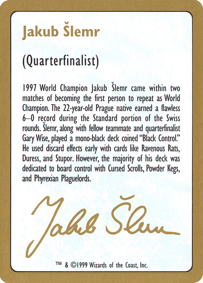 Magic the Gathering Card - Jakub Šlemr Bio (1999) - MTG Circle