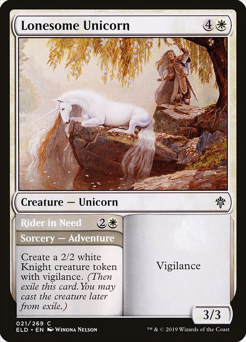 Magic the Gathering Card - Lonesome Unicorn // Rider in Need - MTG Circle