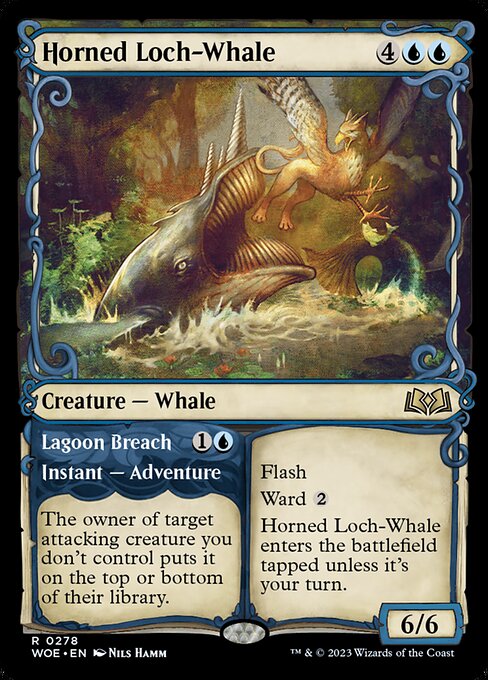 Magic the Gathering Card - Horned Loch-Whale // Lagoon Breach - MTG Circle