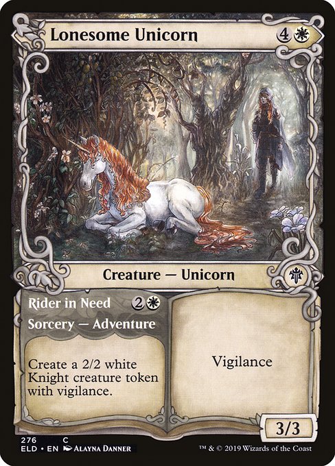 Magic the Gathering Card - Lonesome Unicorn // Rider in Need - MTG Circle