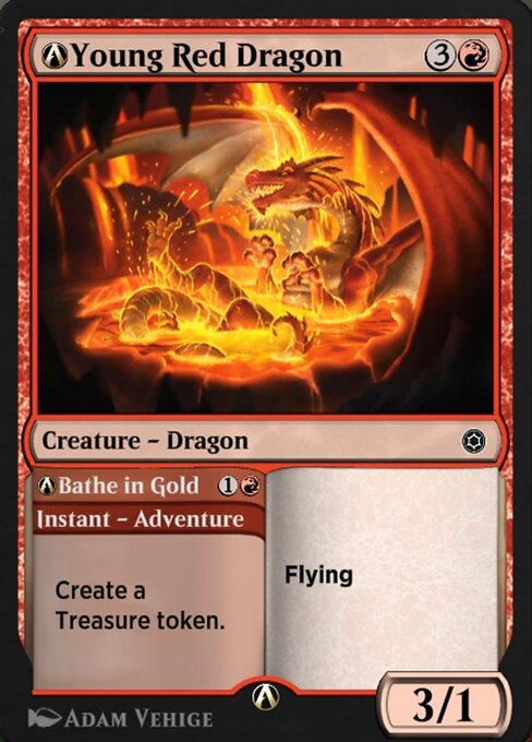 Magic the Gathering Card - A-Young Red Dragon // A-Bathe in Gold - MTG Circle
