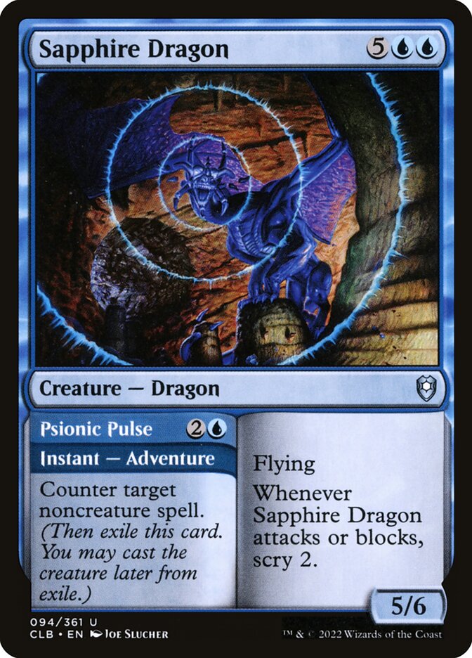 Magic the Gathering Card - Sapphire Dragon // Psionic Pulse - MTG Circle
