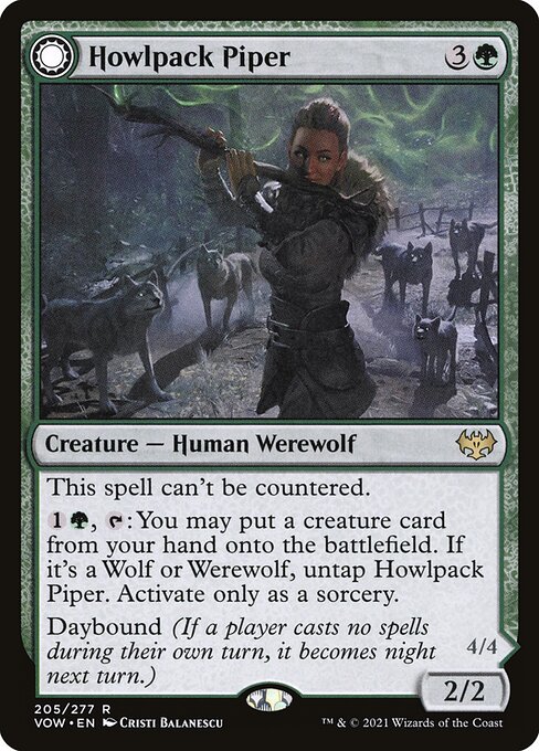 Magic the Gathering Card - Howlpack Piper // Wildsong Howler - MTG Circle