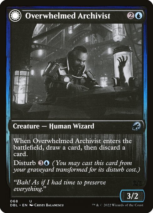 Magic the Gathering Card - Overwhelmed Archivist - MTG Circle