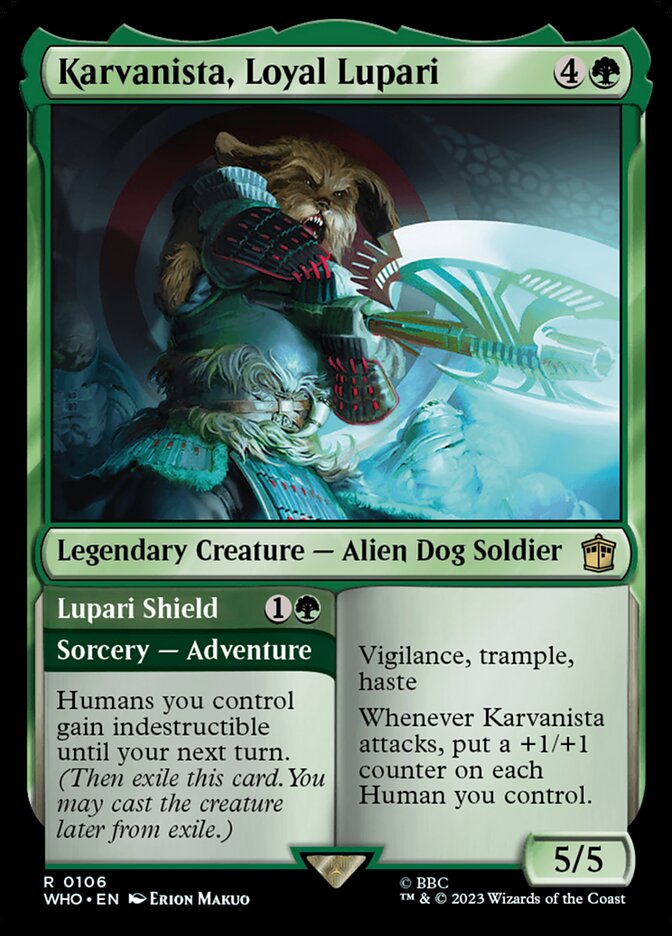 Magic the Gathering Card - Karvanista, Loyal Lupari // Lupari Shield - MTG Circle