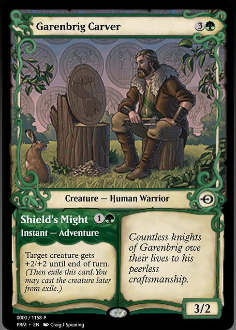 Magic the Gathering Card - Garenbrig Carver // Shield's Might - MTG Circle