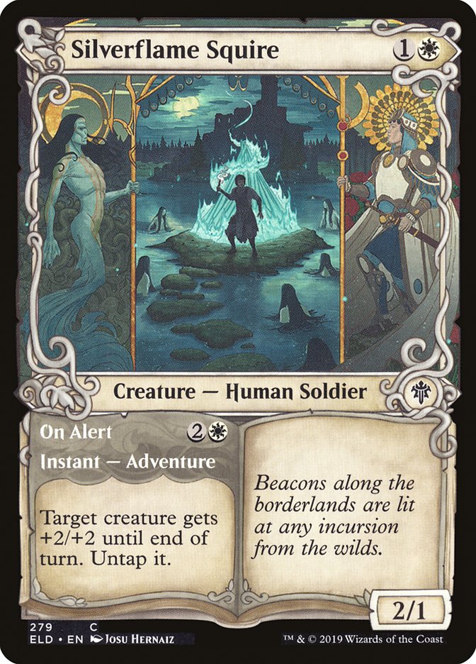 Magic the Gathering Card - Silverflame Squire // On Alert - MTG Circle