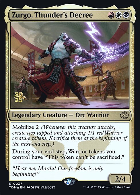 Magic the Gathering Card - Zurgo, Thunder's Decree - MTG Circle